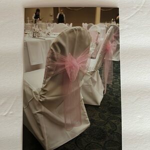 Wedding reception / banquet chair sashes in pink organza